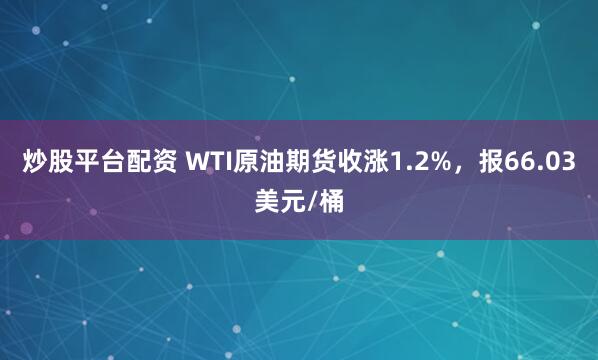 炒股平台配资 WTI原油期货收涨1.2%，报66.03美元/桶